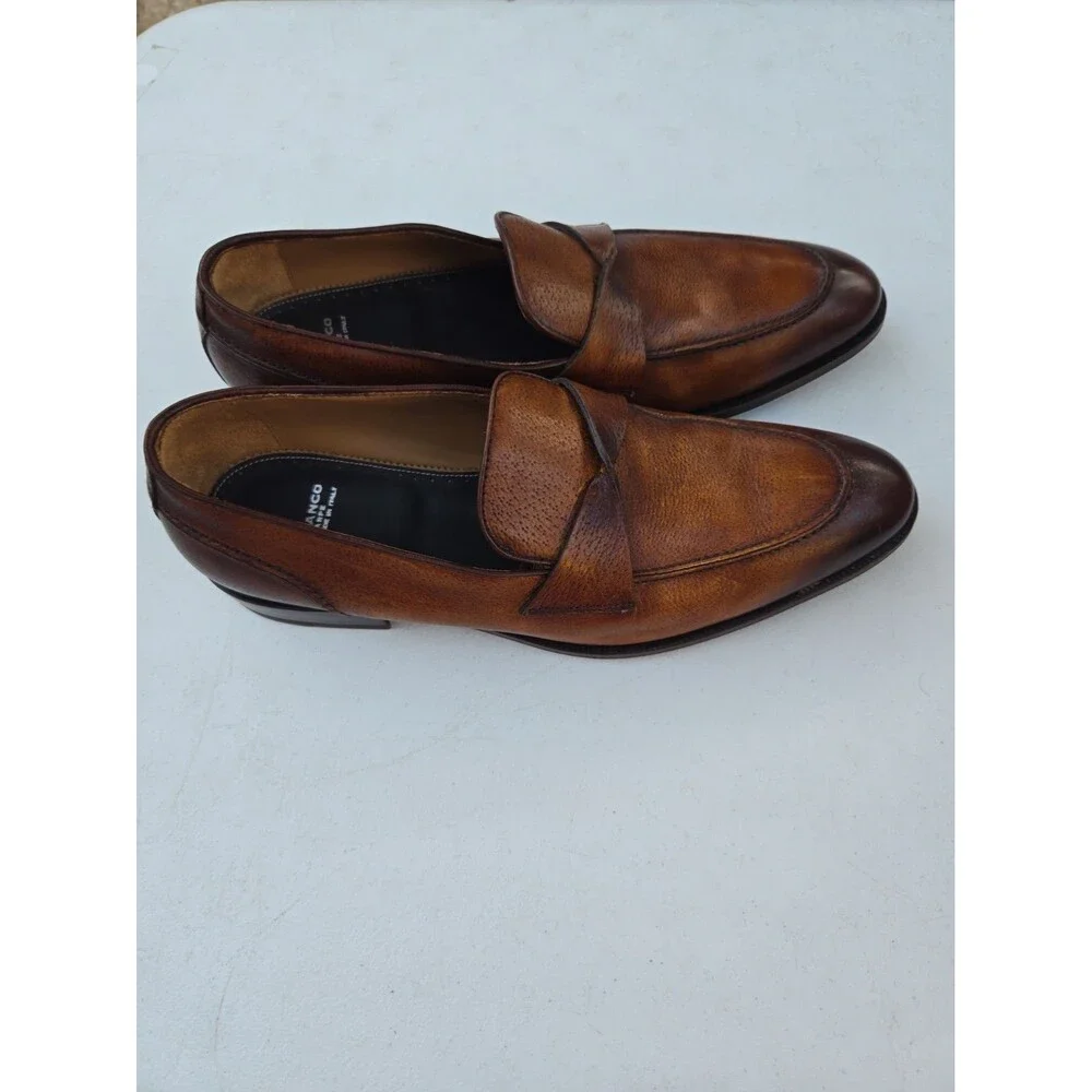 Di Bianco Scarpe Criss Cross Loafers Slip On Shoes Mens 9.5 Brown Leather Penny